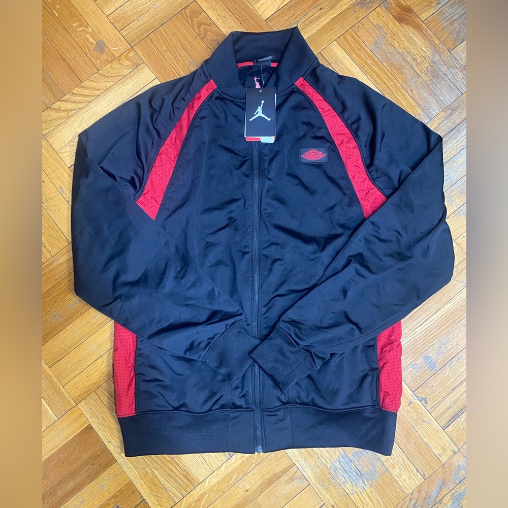 Jordan Men's Black Jacket with Red Accents